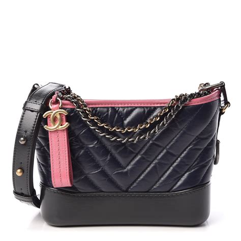 CHANEL Aged Calfskin Chevron Quilted Small Gabrielle Hobo 